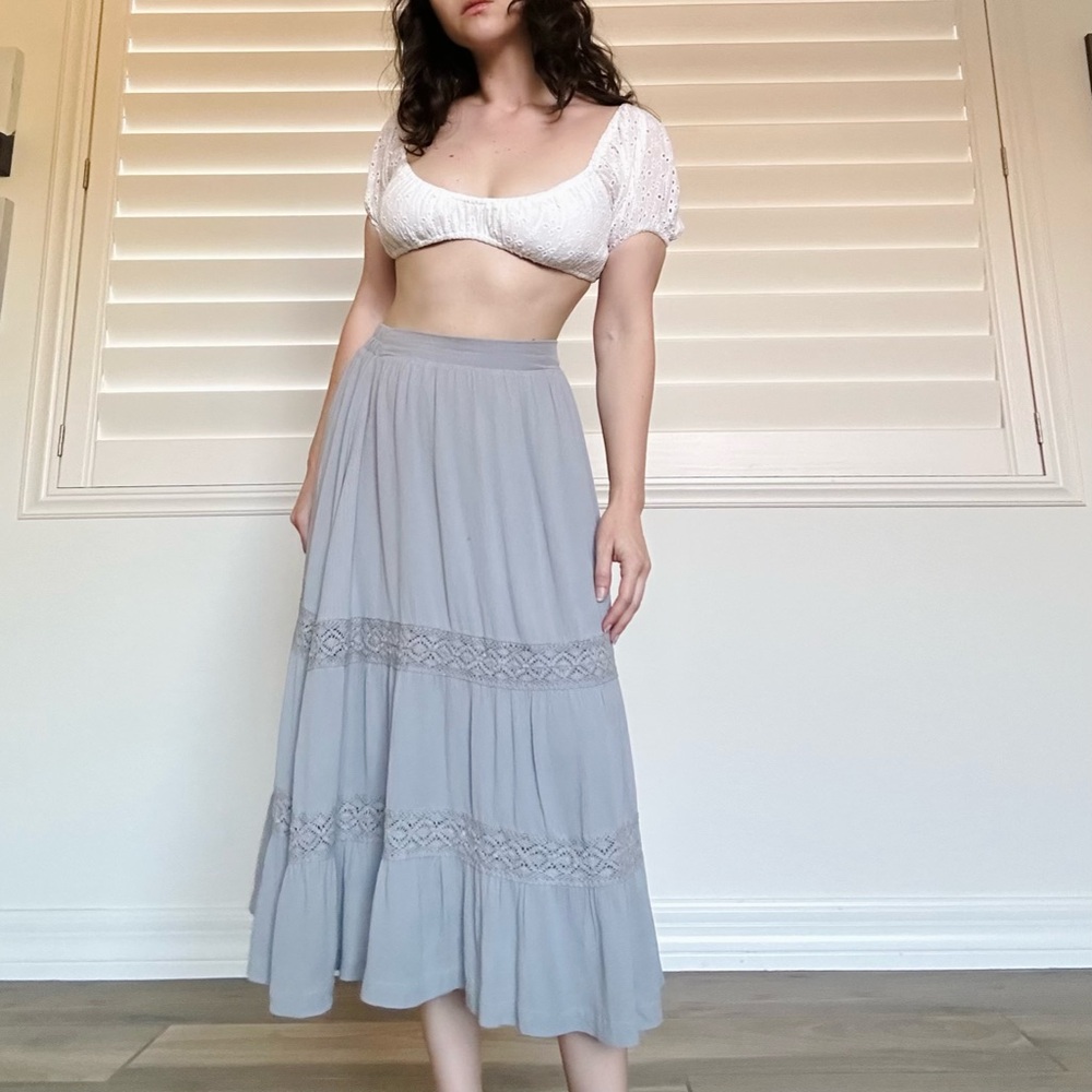 gray boho fairy midi skirt
